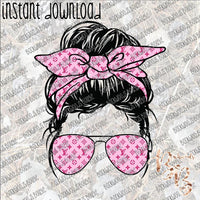 LV Messy Bun Pink INSTANT DOWNLOAD print file PNG