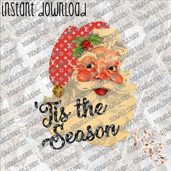 LV Santa Tis the Season INSTANT DOWNLOAD print file PNG