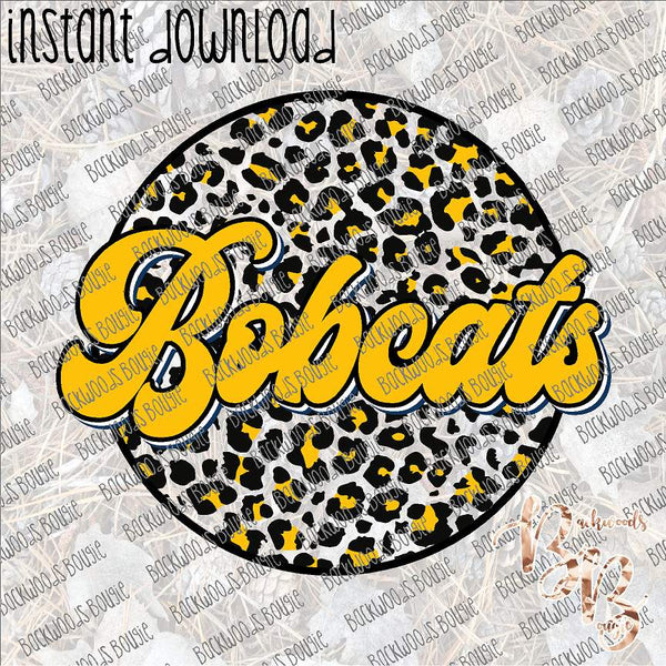 Leopard Circle Retro Bobcats INSTANT DOWNLOAD print file PNG