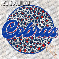 Leopard Circle Retro Cobras INSTANT DOWNLOAD print file PNG