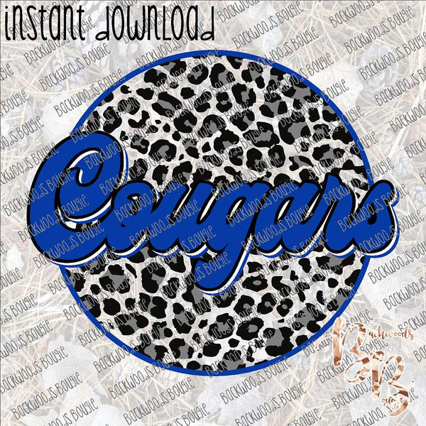 Leopard Circle Retro Cougars INSTANT DOWNLOAD print file PNG