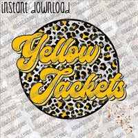 Leopard Circle Retro Yellow Jackets INSTANT DOWNLOAD print file PNG