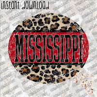 Leopard Distressed Circle Mississippi INSTANT DOWNLOAD print file PNG