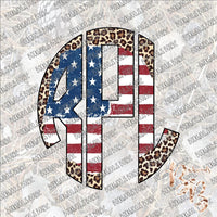 Leopard Flag Monogram Circle PERSONALIZED SUBLIMATION Transfer READY to PRESS... leave initials and last name  in notes to seller