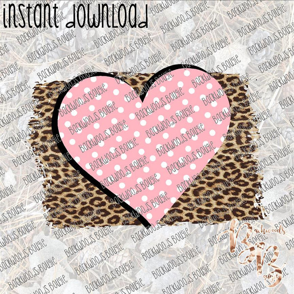 Leopard Heart Background INSTANT DOWNLOAD print file PNG mama