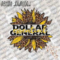 Leopard Sunflower Dollar General Essential INSTANT DOWNLOAD print file PNG