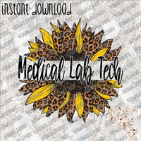 Leopard Sunflower Medical Lab Tech Essential INSTANT DOWNLOAD print file PNG