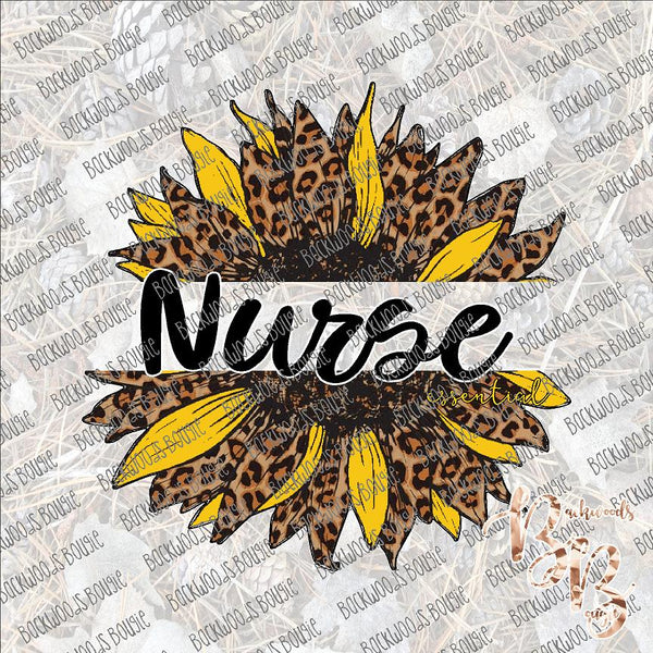 Leopard Sunflower Nurse Essential SUBLIMATION Transfer READY to PRESS