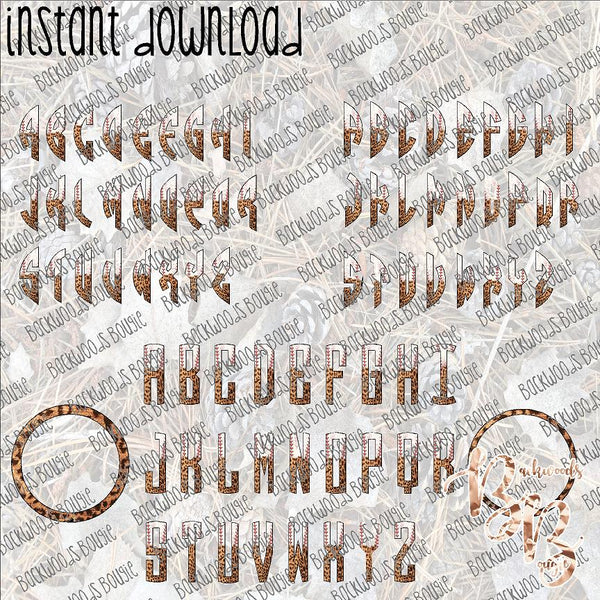 Leopard Baseball Distressed Monogram FONT SET with frames INSTANT DOWNLOAD print file SVG