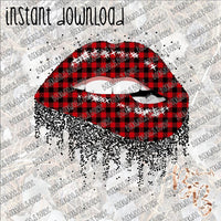 Lips Buffalo Plaid INSTANT DOWNLOAD print file PNG