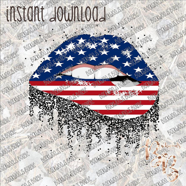 Lips Patriotic INSTANT DOWNLOAD print file PNG