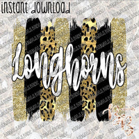 Longhorns Brushstrokes Black and Gold INSTANT DOWNLOAD print file PNG