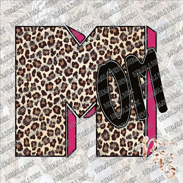 M Mom Leopard Pink SUBLIMATION Transfer READY to PRESS