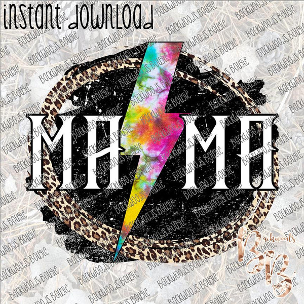 Mama Tie Dye Lightning Bolt INSTANT DOWNLOAD print file PNG