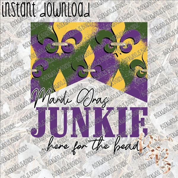 Mardi Gras Junkie INSTANT DOWNLOAD print file PNG mama