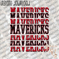 Mavericks Split Repeat Black and Crimson  INSTANT DOWNLOAD print file PNG