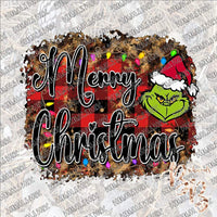 Merry Christmas - Grinch - Leopard Plaid Lights SUBLIMATION Transfer READY to PRESS