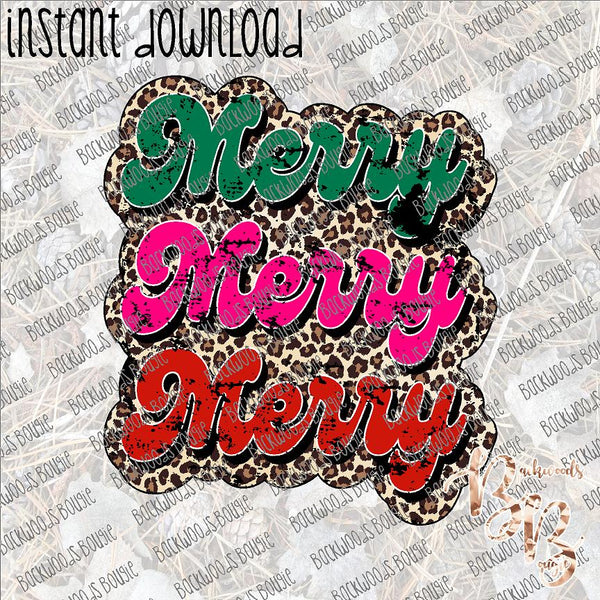 Merry Merry Merry Leopard Distressed INSTANT DOWNLOAD print file PNG