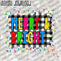 Merry and Bright Lights INSTANT DOWNLOAD print file PNG