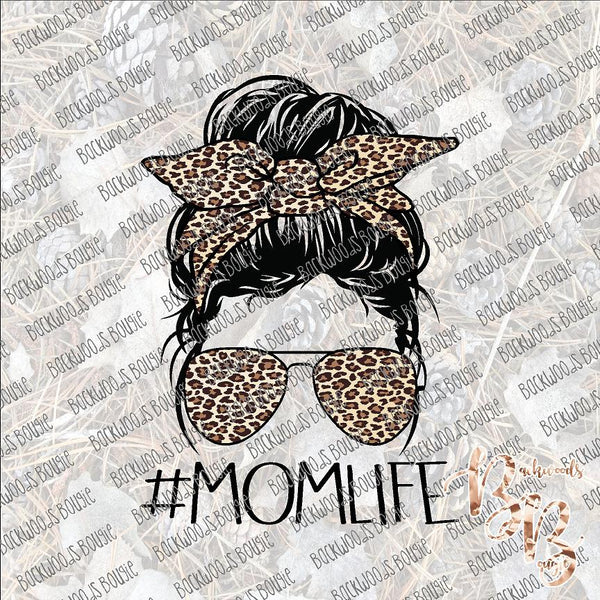 Messy Bun #Momlife Leopard SUBLIMATION Transfer READY to PRESS