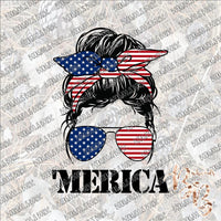 Messy Bun 'Merica SUBLIMATION Transfer READY to PRESS