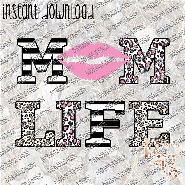 Mom Life Leopard Lips INSTANT DOWNLOAD print file PNG