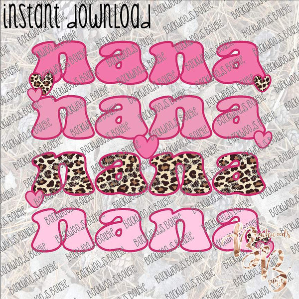 Nana Stacked Pink INSTANT DOWNLOAD print file PNG