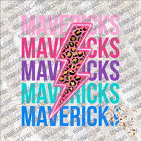 Neon Lightning Bolt Mavericks SUBLIMATION Transfer READY to PRESS