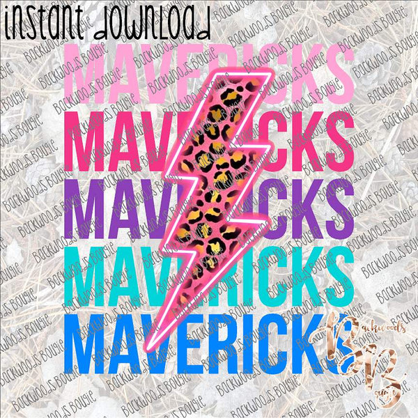 Neon Lightning Bolt Mavericks INSTANT DOWNLOAD print file PNG