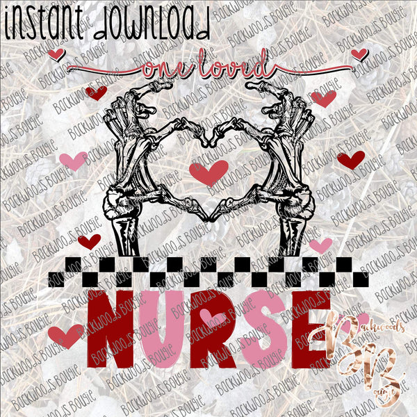 One Loved Nurse Heart Hand INSTANT DOWNLOAD print file PNG