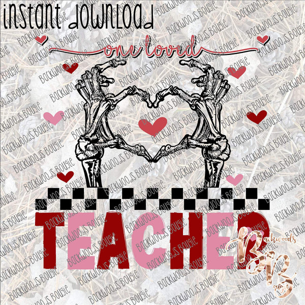 One Loved Teacher Heart Hand INSTANT DOWNLOAD print file PNG