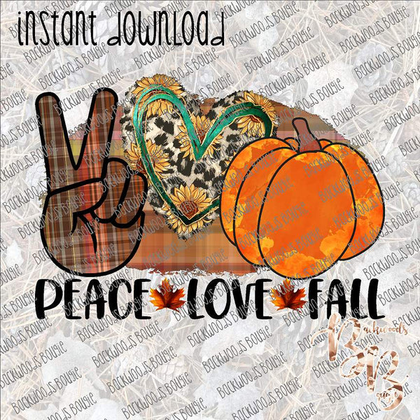 Peace Love Fall Sunflower INSTANT DOWNLOAD print file PNG