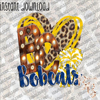 Pom Pom Heart School Marquee BC Bobcats INSTANT DOWNLOAD print file PNG