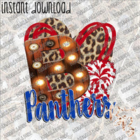 Pom Pom Heart School Marquee B Panthers INSTANT DOWNLOAD print file PNG