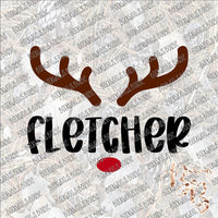 Reindeer Antlers NO HOLLY (with name) PERSONALIZED SUBLIMATION Transfer READY to PRESS... leave name in notes to seller