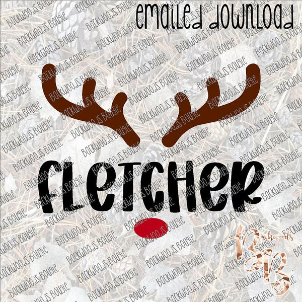 Reindeer Antlers NO HOLLY  (with name) PERSONALIZED DOWNLOAD print file PNG ... leave name in notes to seller
