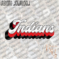 Retro Indians Red and Black INSTANT DOWNLOAD print file PNG