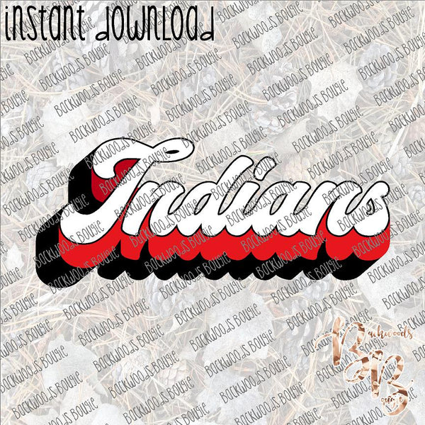 Retro Indians Red and Black INSTANT DOWNLOAD print file PNG