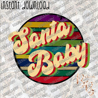 Santa Baby Stripe INSTANT DOWNLOAD print file PNG