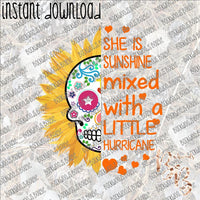 She is Sunshine mixed with a little Hurricane Sunflower Sugar Skull INSTANT DOWNLOAD print file PNG