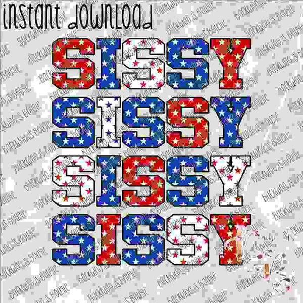 Sissy Stacked Patriotic INSTANT DOWNLOAD print file PNG