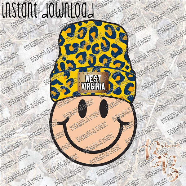 Smiley Beanie WV Leopard INSTANT DOWNLOAD print file PNG