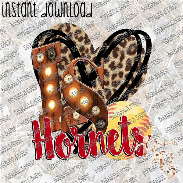 Softball Heart School Marquee LS Hornets INSTANT DOWNLOAD print file PNG