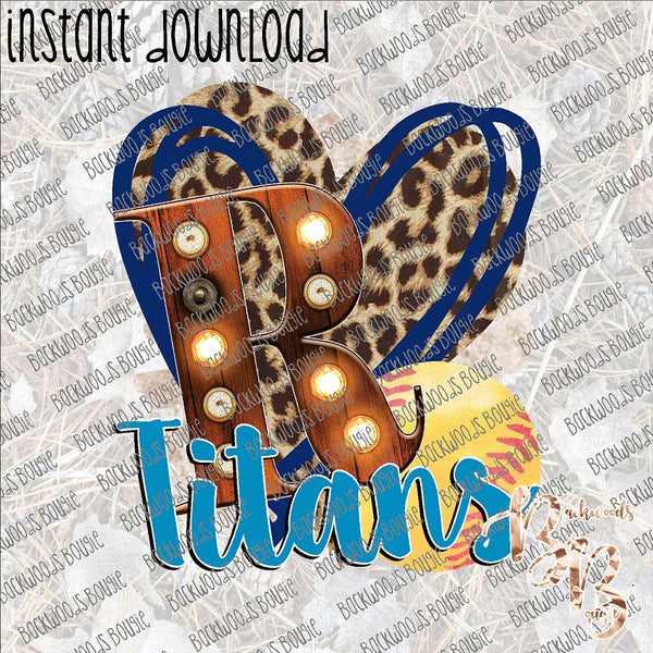 Softball Heart School Marquee R Titans INSTANT DOWNLOAD print file PNG