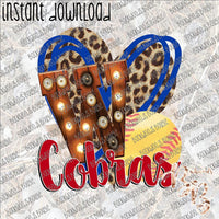 Softball Heart School Marquee W Cobras INSTANT DOWNLOAD print file PNG