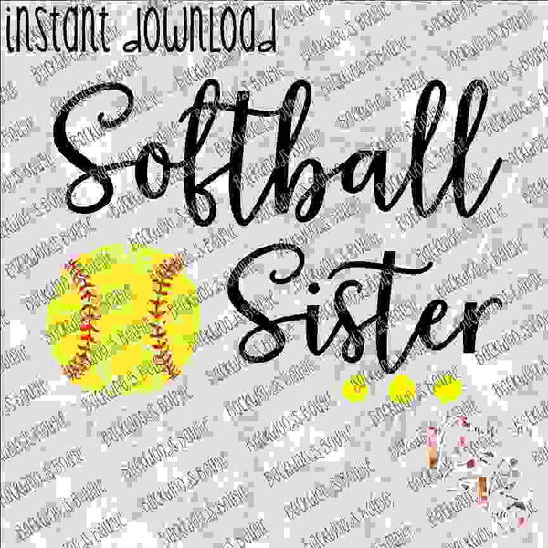 Softball Sister INSTANT DOWNLOAD print file PNG