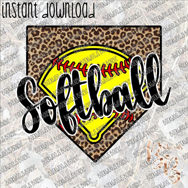 Softball Leopard Homeplate INSTANT DOWNLOAD print file PNG