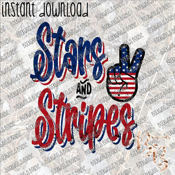 Stars and Stripes Peace Hand INSTANT DOWNLOAD print file PNG