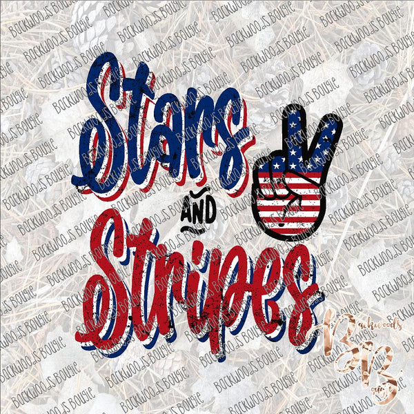 Stars and Stripes Peace Hand SUBLIMATION Transfer READY to PRESS