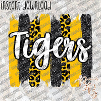 Tigers Brushstrokes Black and Yellow Gold INSTANT DOWNLOAD print file PNG